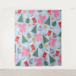 Cute Christmas Blue Tapestry