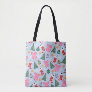 Cute Christmas Blue Tote Bag