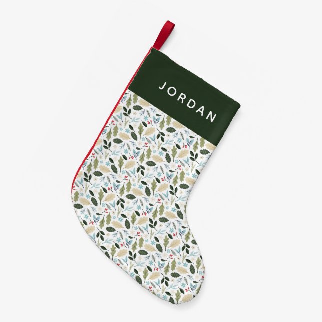 Cute Christmas Botanical Pattern Small Christmas Stocking (Front (Hanging))