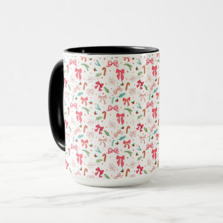 Cute Christmas Bow & Candy Cane Pattern Mug