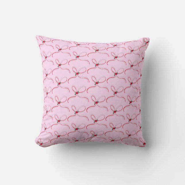 Cute Christmas Bows Reversible Colour Cushion (Front)