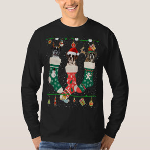 Cute Christmas Boxer In Sock Xmas Reindeer Santa E T-Shirt