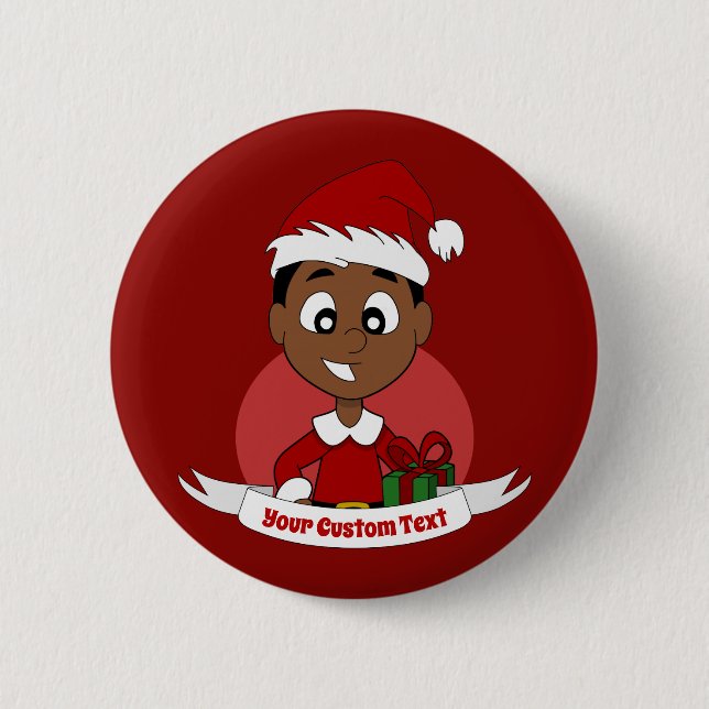 Cute Christmas boy cartoon 6 Cm Round Badge (Front)