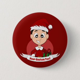 Cute Christmas boy cartoon 6 Cm Round Badge