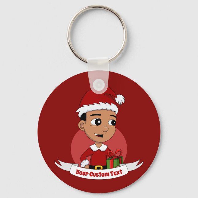 Cute Christmas boy cartoon Keychain (Front)
