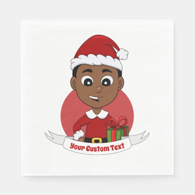 Cute Christmas boy cartoon Napkins (Front)