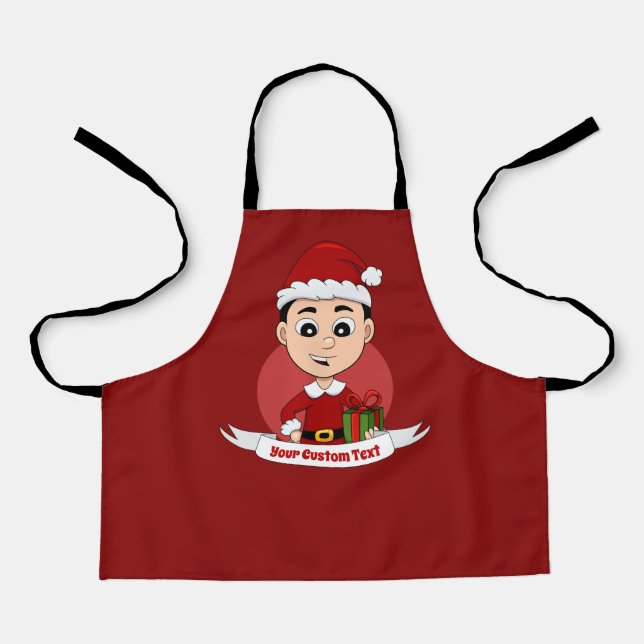 Cute Christmas boy with black hair Apron (Front)
