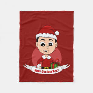 Cute Christmas boy with black hair Fleece Blanket