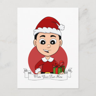 Cute Christmas boy with black hair Holiday Postcard