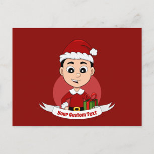 Cute Christmas boy with black hair Postcard