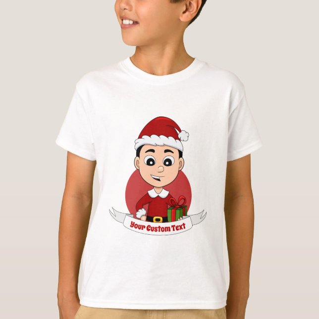 Cute Christmas boy with black hair T-Shirt (Front)