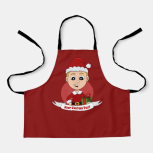 Cute Christmas boy with blonde hair Apron