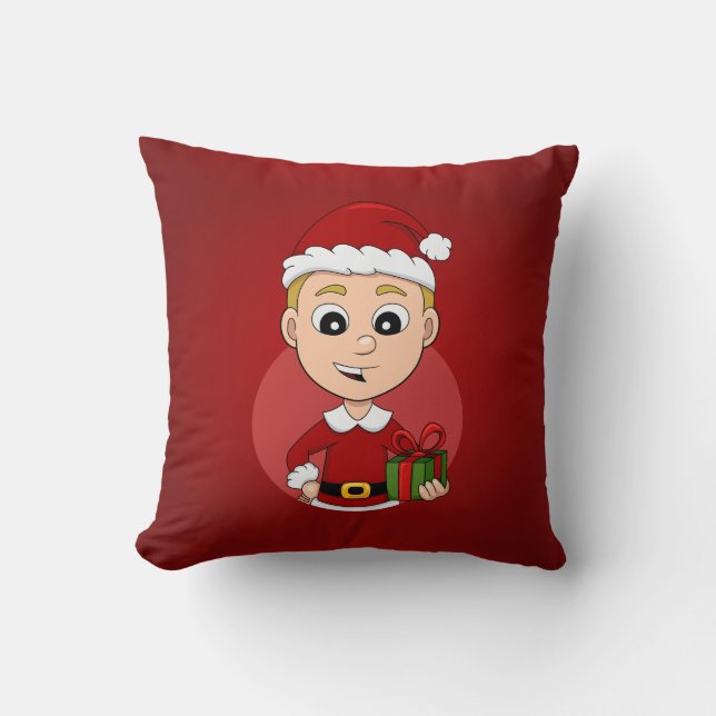 Cute Christmas boy with blonde hair Cushion (Front)