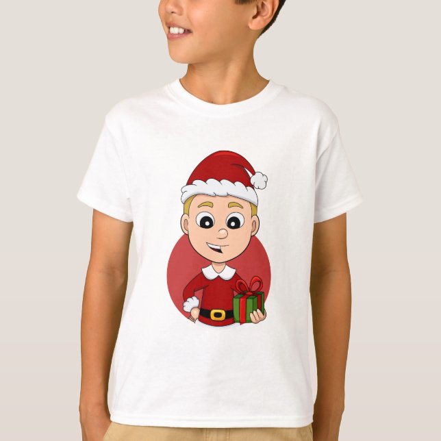 Cute Christmas boy with blonde hair T-Shirt (Front)