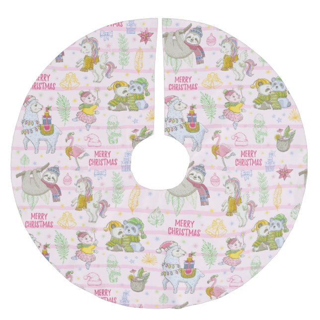 Cute  Christmas Brushed Polyester Tree Skirt (Front)