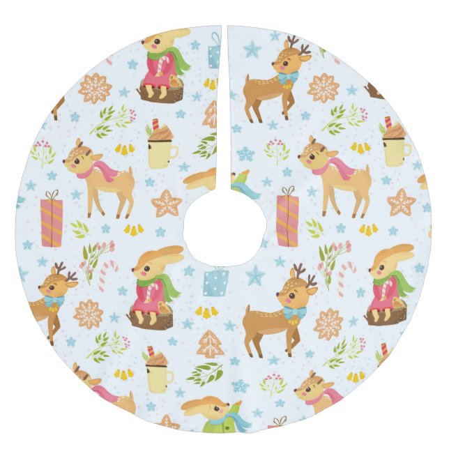 Cute Christmas Brushed Polyester Tree Skirt (Front)