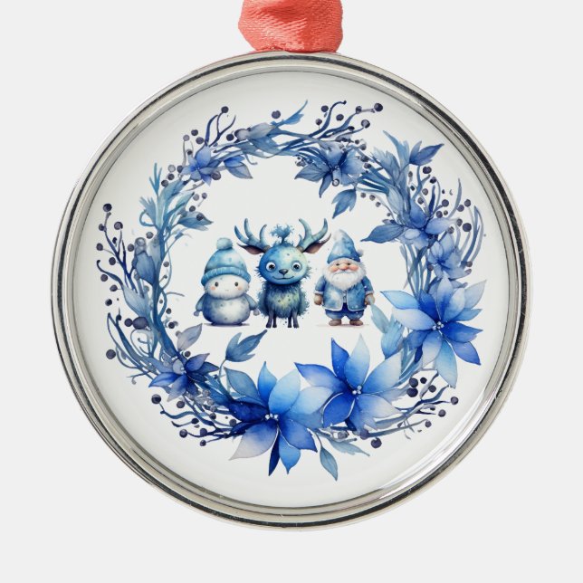 Cute Christmas buddies  Metal Tree Decoration (Front)