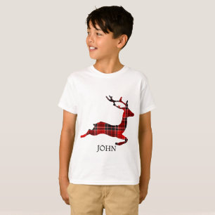 Cute Christmas Buffalo Plaid Reindeer T-Shirt