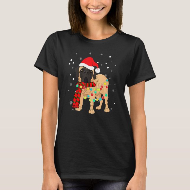 Cute Christmas Bullmastiff Dog Lights Funny  For M T-Shirt (Front)