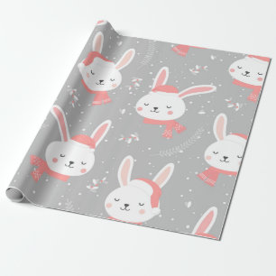 Cute Christmas Bunny Pattern Wrapping Paper