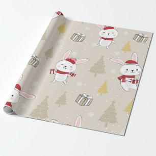 Cute Christmas Bunny Pattern Wrapping Paper