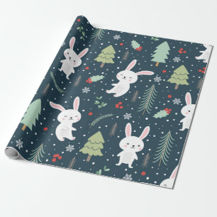 Cute Christmas Bunny Pattern Wrapping Paper