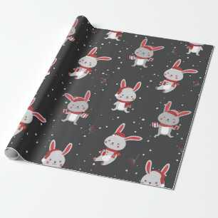 Cute Christmas Bunny Pattern Wrapping Paper