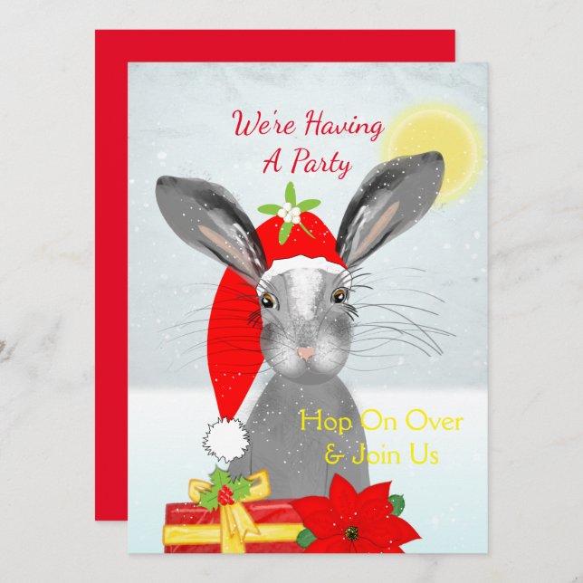 Cute christmas Bunny Rabbit Peronalized Invitation (Front/Back)