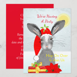 Cute christmas Bunny Rabbit Peronalized Invitation