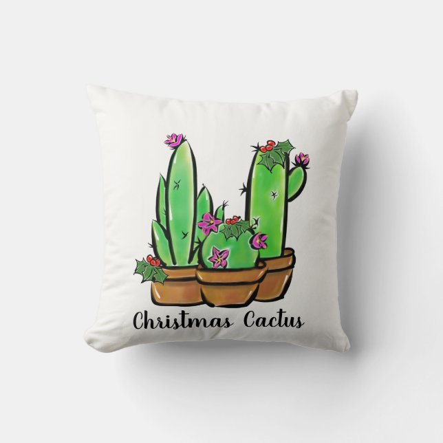 Cute christmas Cactus cacti succulents  Cushion (Front)