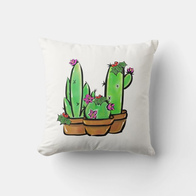 Cute Christmas Cactus cacti succulents  Cushion (Front)