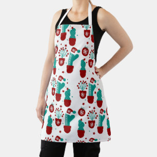 Cute Christmas Cactus Holiday Christmas Apron