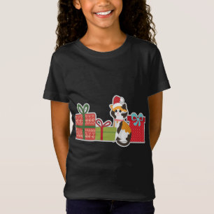 Cute Christmas Calico Cat with Santa Hat - Pet Cal T-Shirt