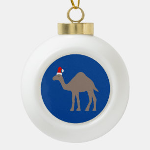 Cute Christmas Camel Ceramic Ball Christmas Ornament