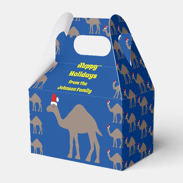 Cute Christmas Camel Custom Favour Box (Front Side)
