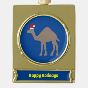 Cute Christmas Camel Custom Gold Plated Banner Ornament