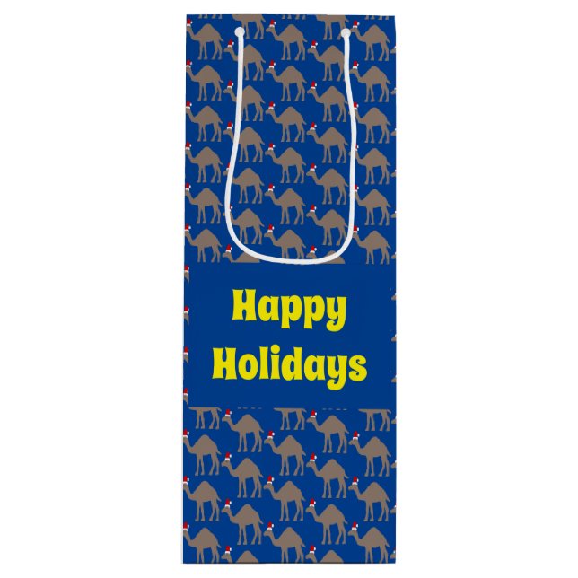 Cute Christmas Camel Custom Wine Gift Bag (Front)
