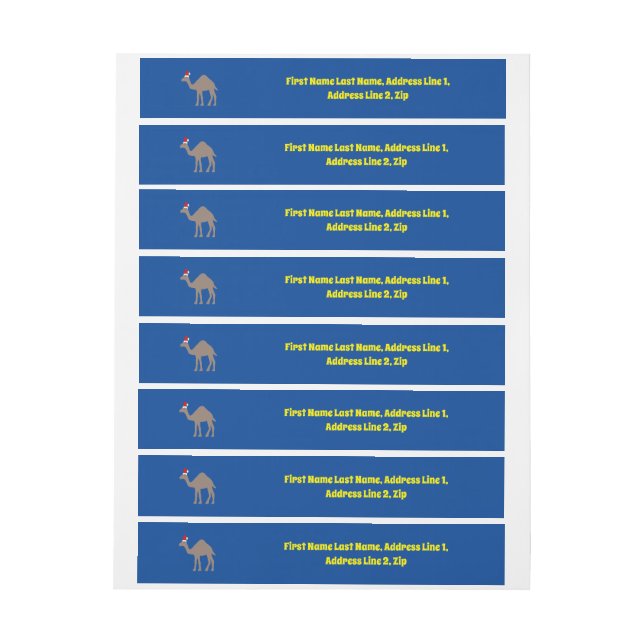 Cute Christmas Camel Custom Wraparound Address Label (Sheet)