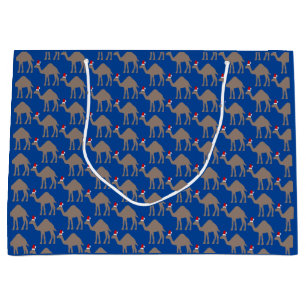 Cute Christmas Camel Patterned Large Gift Bag