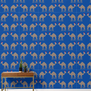 Cute Christmas Camel Patterned Wallpaper