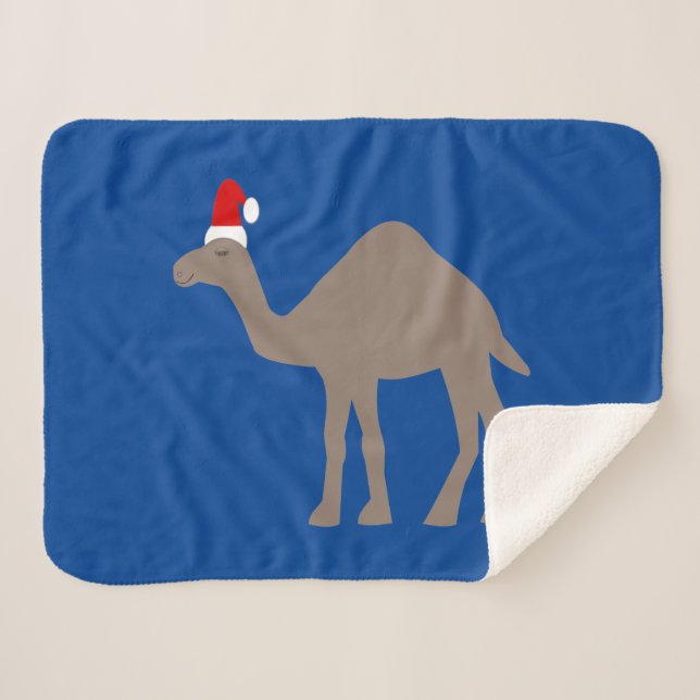 Cute Christmas Camel Sherpa Blanket (Front (Horizontal))