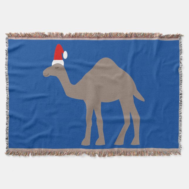 Cute Christmas Camel Throw Blanket (Front)