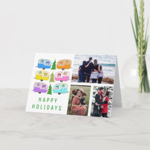 Cute Christmas Camper RV CUSTOM 3 PHOTO Holiday Card