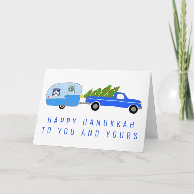 Cute Christmas Camper Truck Trailer Vintage RV  Card (Front)