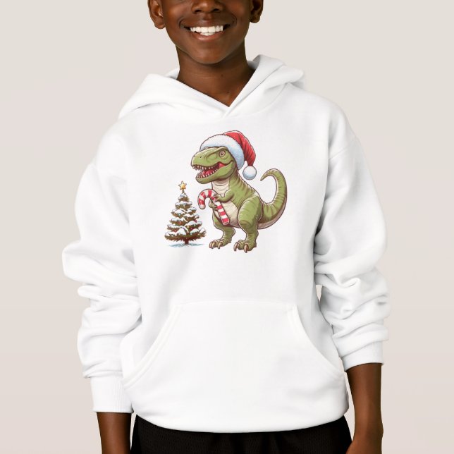 Cute Christmas candy cane dinosaur (Front)