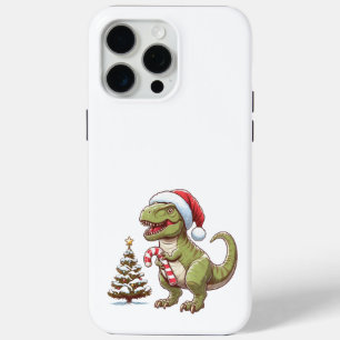 Cute Christmas candy cane dinosaur iPhone 15 Pro Max Case