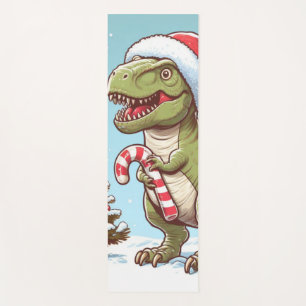 Cute Christmas candy cane dinosaur Yoga Mat
