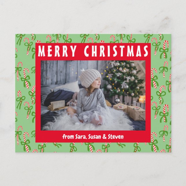 Cute Christmas Candy Canes Xmas Holiday CUSTOM Postcard (Front)