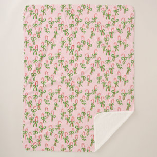 Cute Christmas Candy Canes Xmas Holiday Minty Sherpa Blanket