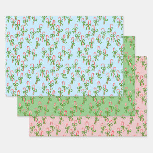 Cute Christmas Candy Canes Xmas Holiday Variety  Wrapping Paper Sheet